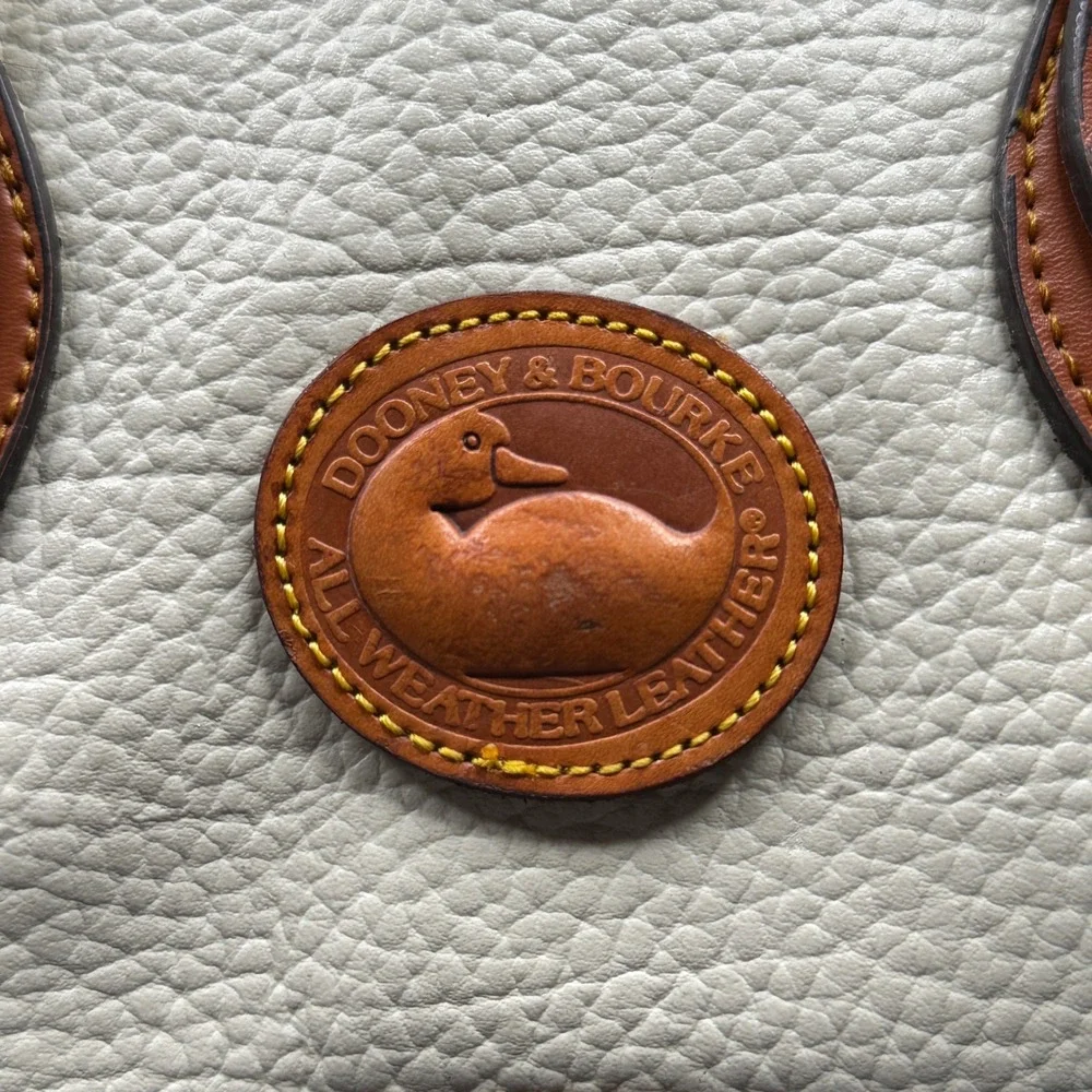 Dooney & Bourke Vintage All Weather Leather Satchel Cream Tan Doctor Bag Handbag